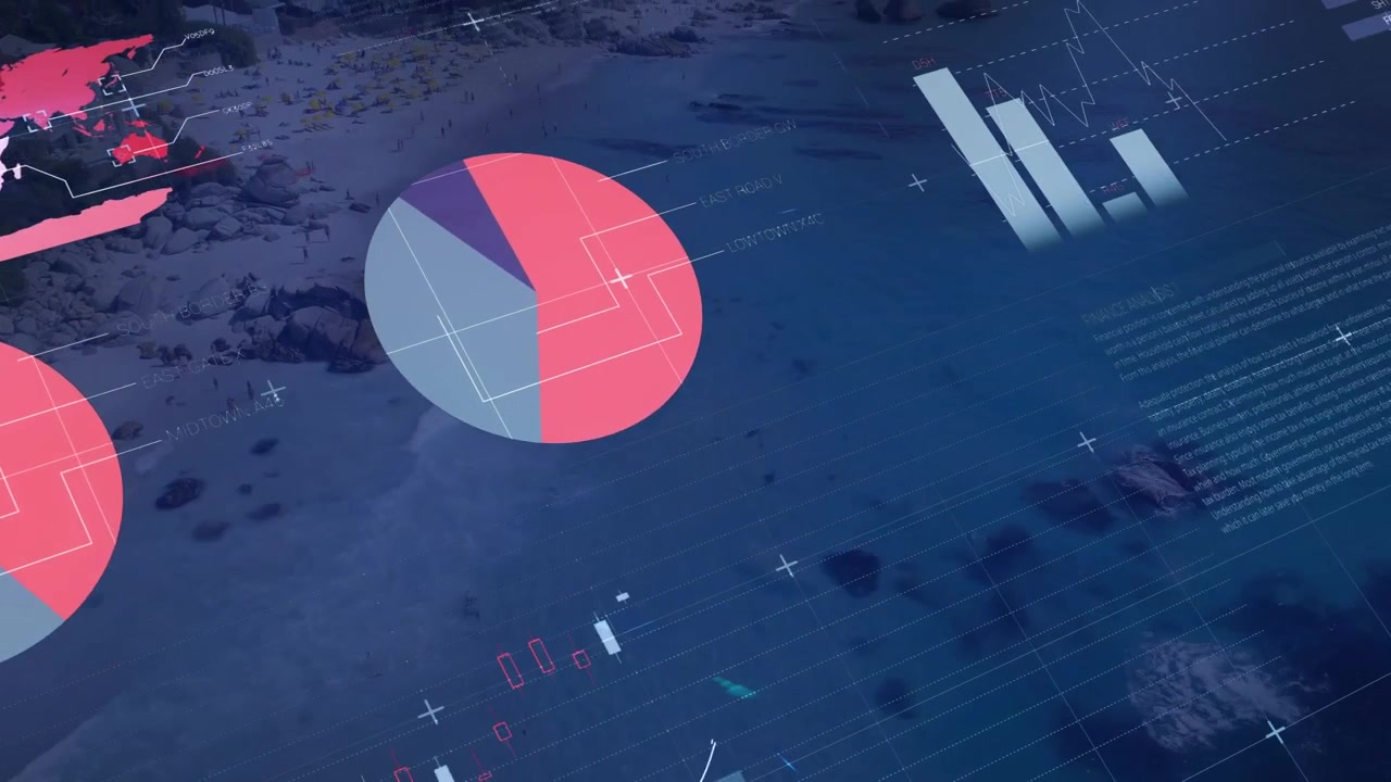 Animation of data processing over sea