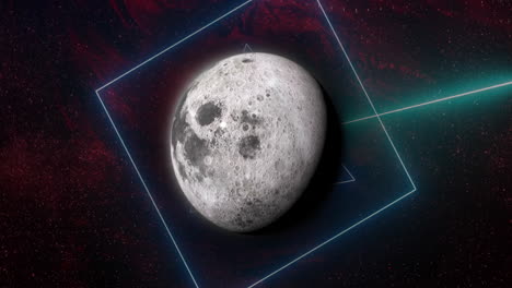 animation of colourful shapes over planet on sky with stars