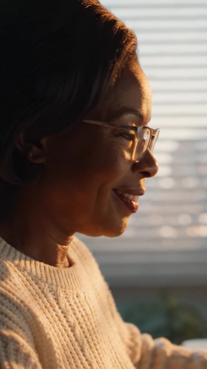 Captivating Moments of Reflection: A Woman in Glasses Delightfully Engaging in Thoughtful Contemplation by a Bright Window Light