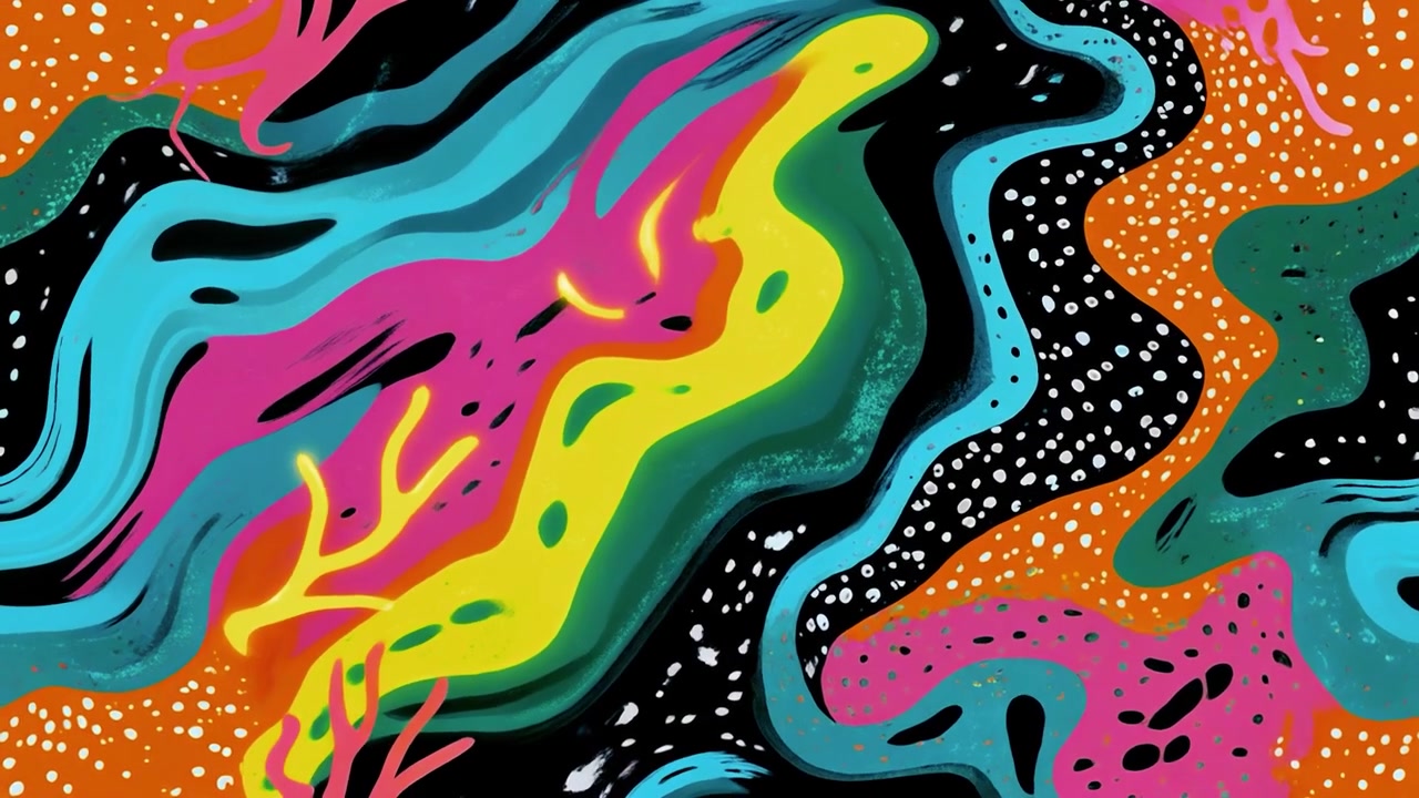 Vibrant Abstract Animated Pattern with Fluid Organic Shapes