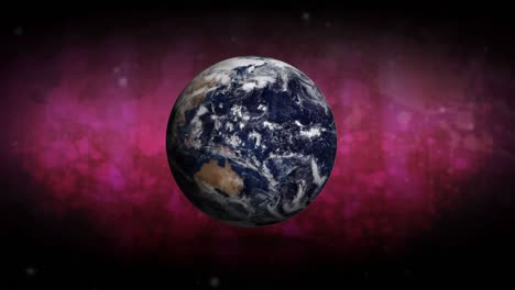 turning earth against galaxy background