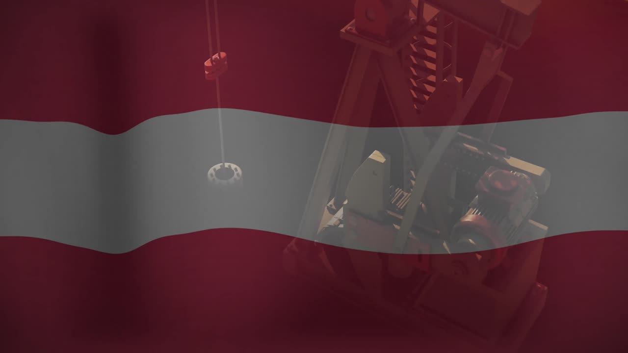 오스트리아의 발이 작동하는 오일 프 위에 있는 애니메이션