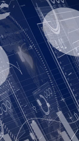 Animation of data processing on blue background