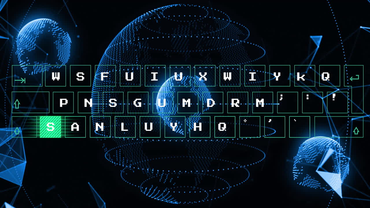 Animation of data processing and spots over globes
