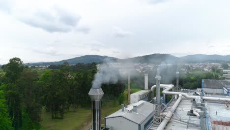 industrial furnace chimneys aerial view