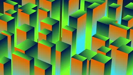 3d animation cubes motion graphics movement wiggle shapes retro gradient colour visual effect background up down 4k lime orange