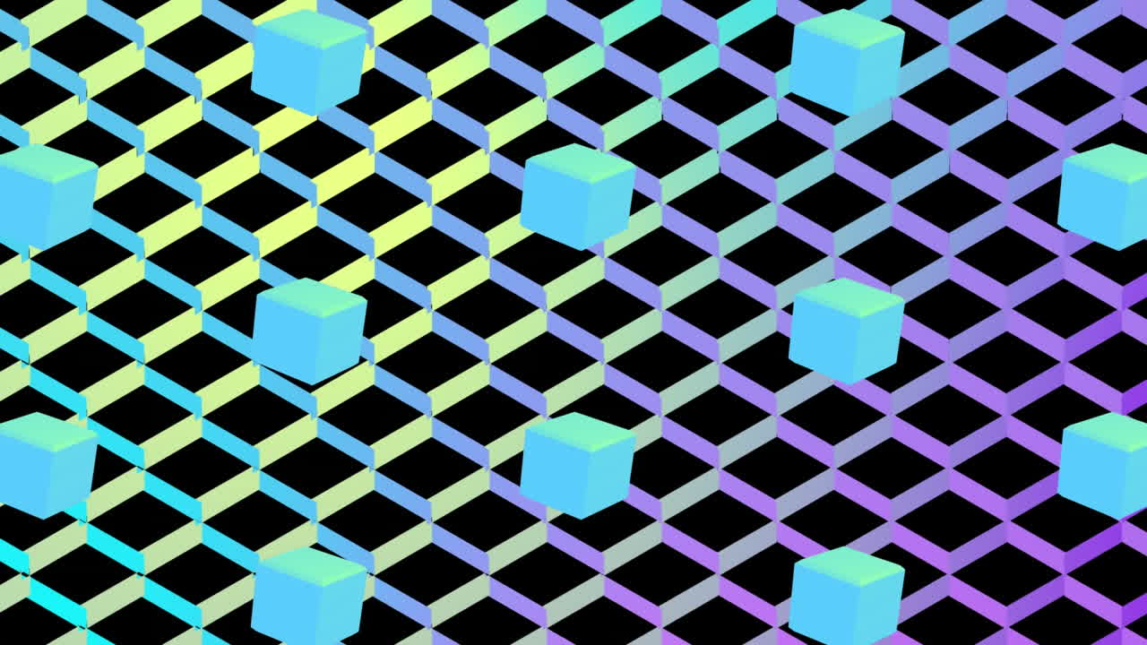 animación de formas coloridas repetidas sobre un fondo negro