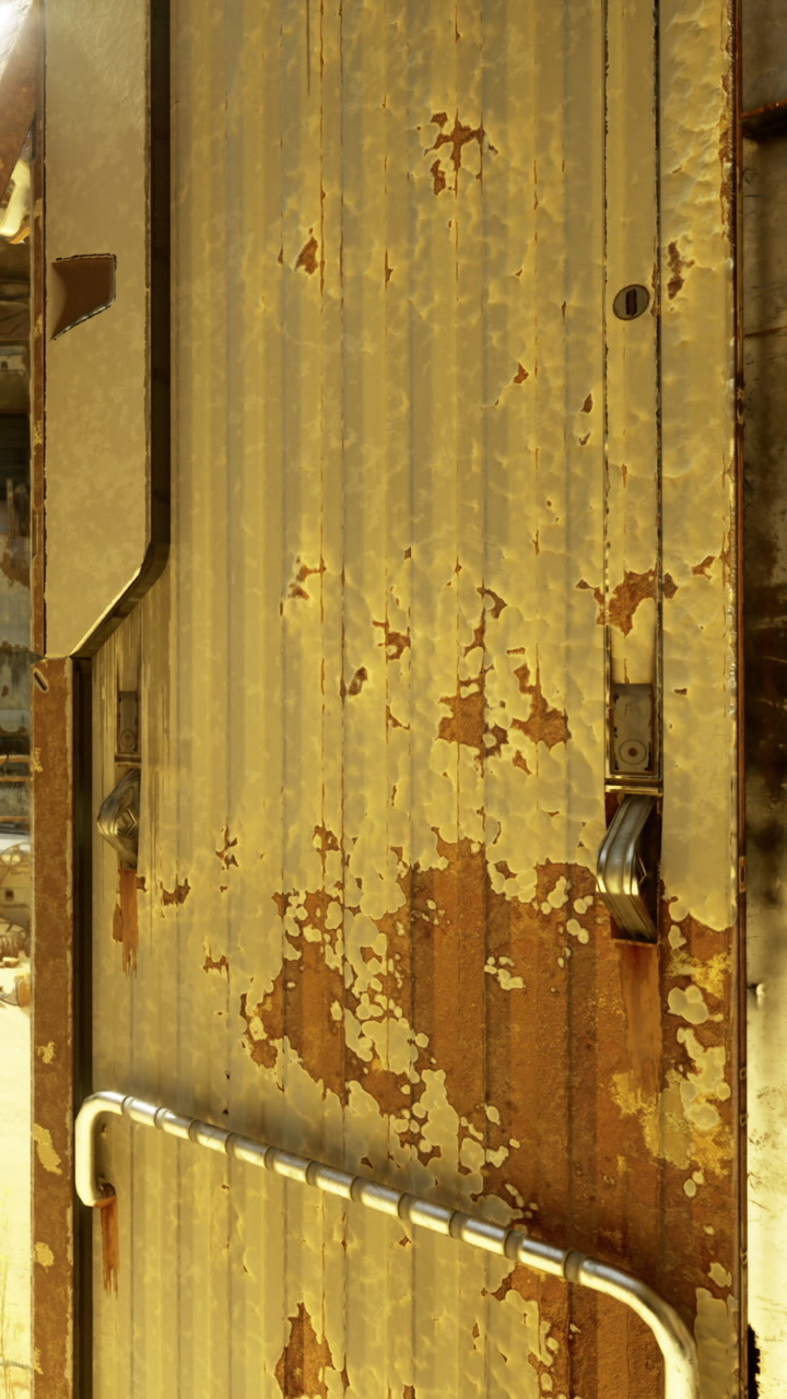 Rusty metal surface shows wear and weathering over time in a confined space