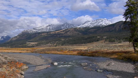 Un-Pequeño-Arroyo-Fluye-En-El-Parque-Nacional-De-Yellowstone,-Wyoming