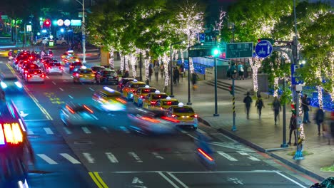 night illuminated taipei city center traffic street rooftop panorama 4k time lapse taiwan