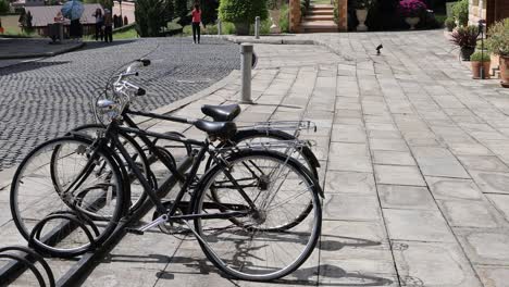 two bicycles parked steadily over time