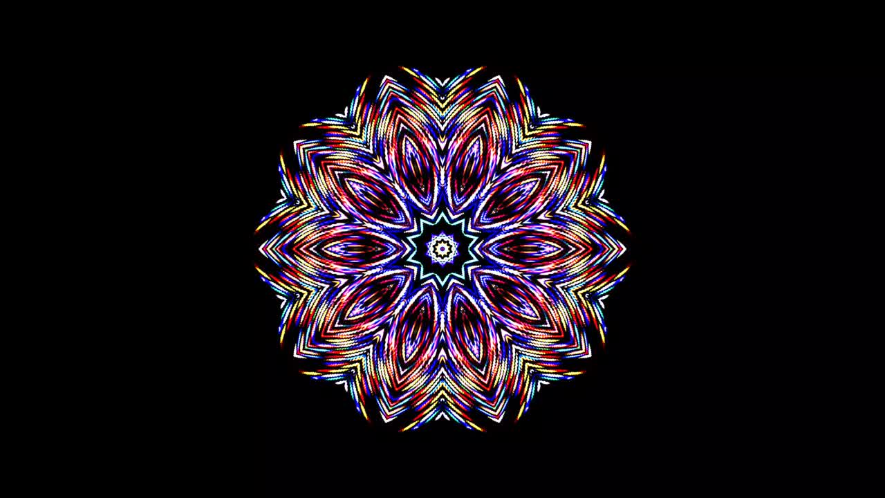 animación de giro suave girando coloridas formas de luz parpadeante, sobre un fondo negro