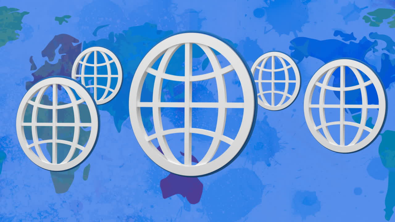 세계 지도를 가로지르는  ⁇ 색 지구의 애니메이션