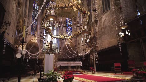 christmas decorations in a gothic cathedral