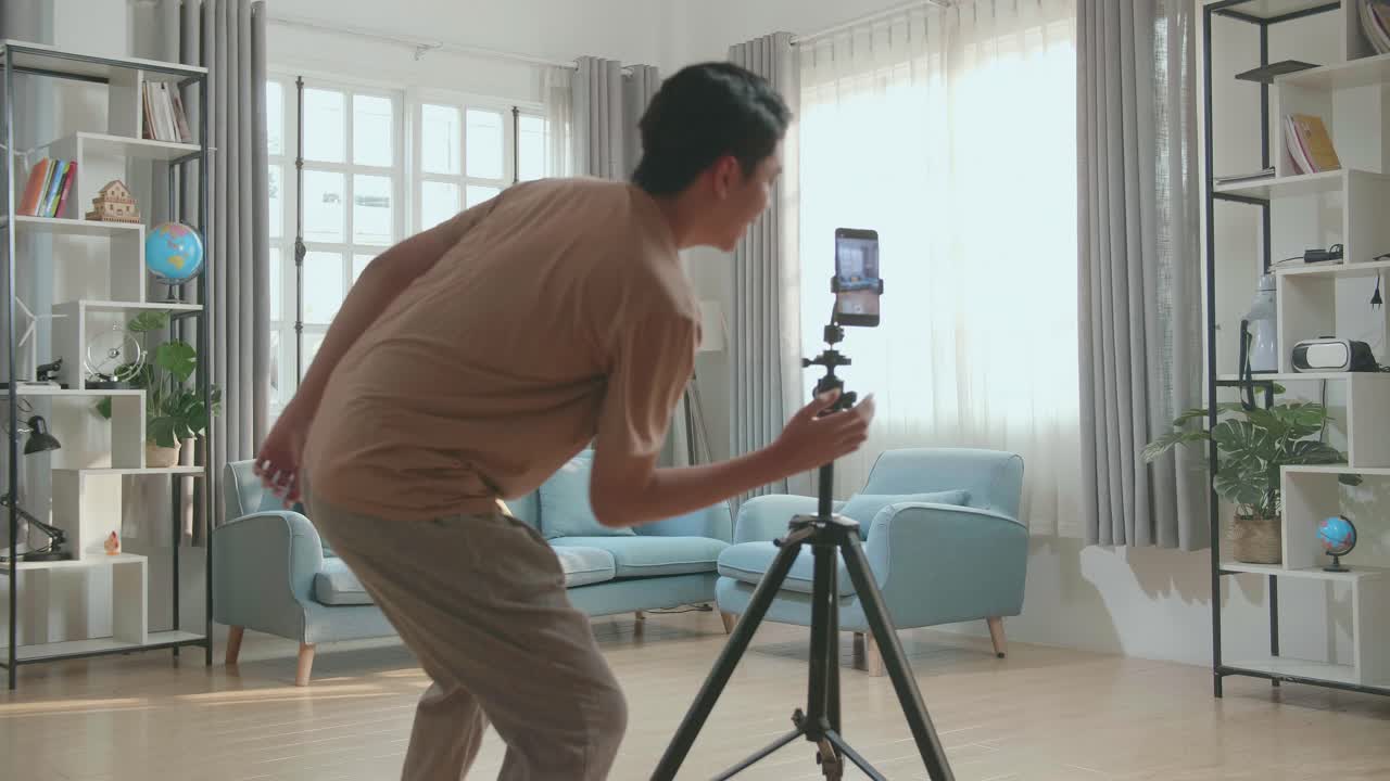 Man Dancing and Vlogging at Home