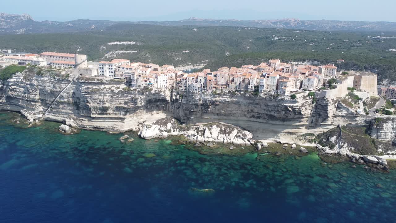 Drone shot over Bonifacio, Corsica