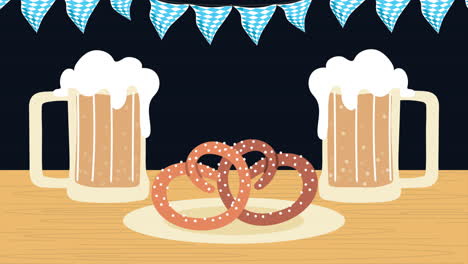 oktoberfest beer and pretzels