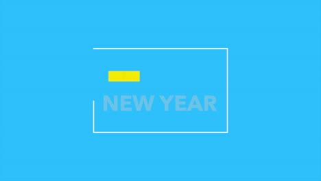 happy new year in frame on blue modern gradient