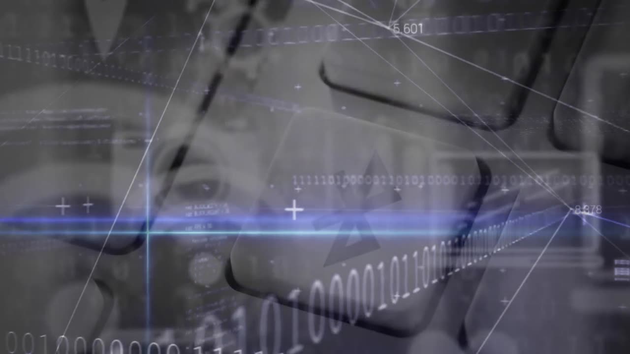 노트북 키보드를 통해 연결 및 데이터 처리의 애니메이션