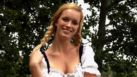 in high quality format pretty oktoberfest girl smiling at camera