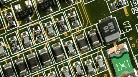 components of a green printed circuit board