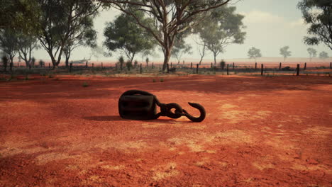 rusty pulley and hook in the australian outback