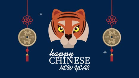 decoraciones de año nuevo chino y cabeza de tigre