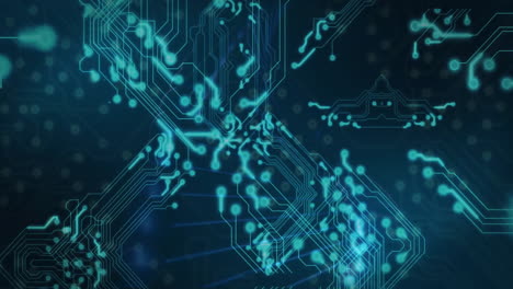 animación de una placa de circuitos de computadora sobre un fondo negro