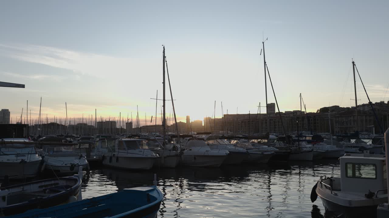 View of Marina Marseille, sailboats and boats spotted, France