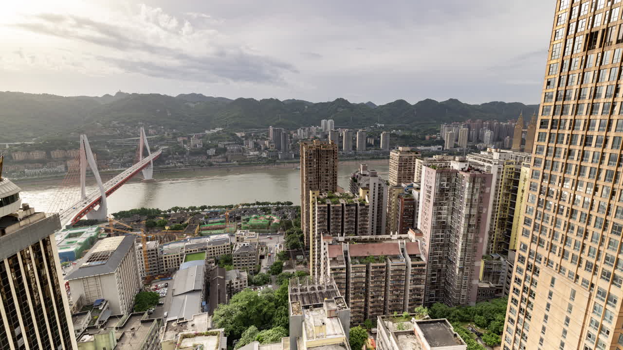 Timelapse of the amazing Chongqing city skyline from a high vantage point