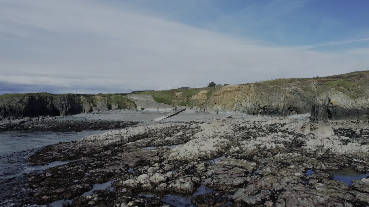 flying low over rocks to little harbour copper coast Waterford Ireland epic locations