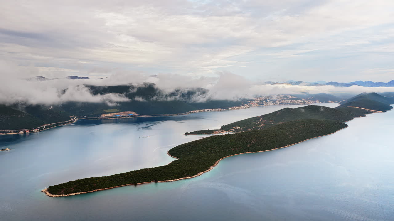 Aerial drone view of the rugged limestone islands of the Sibenik Archipelago in Croatia