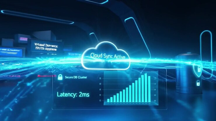Digital Cloud Computing and Data Synchronization Visualization