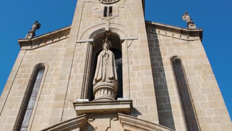 establishing shot of church de fatima in o couto, ourense, galicia, spain