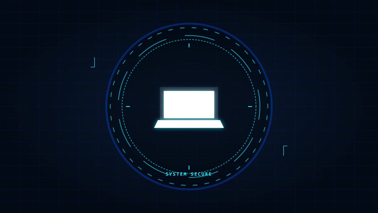 Icono de Portátil Digital con Interfaz HUD de Sistema Seguro