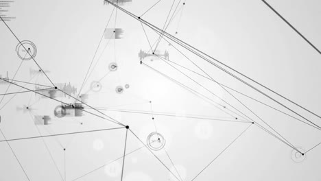 animación digital de la red de conexiones y procesamiento de datos contra un fondo gris