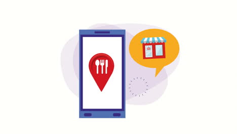 teléfono inteligente con aplicación de comercio electrónico de alimentos