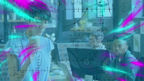 animation of mathematical formulas over business people