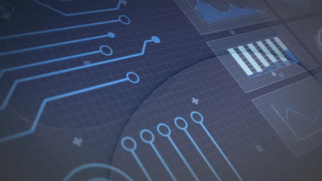 animation of computer circuit board and data processing on black background