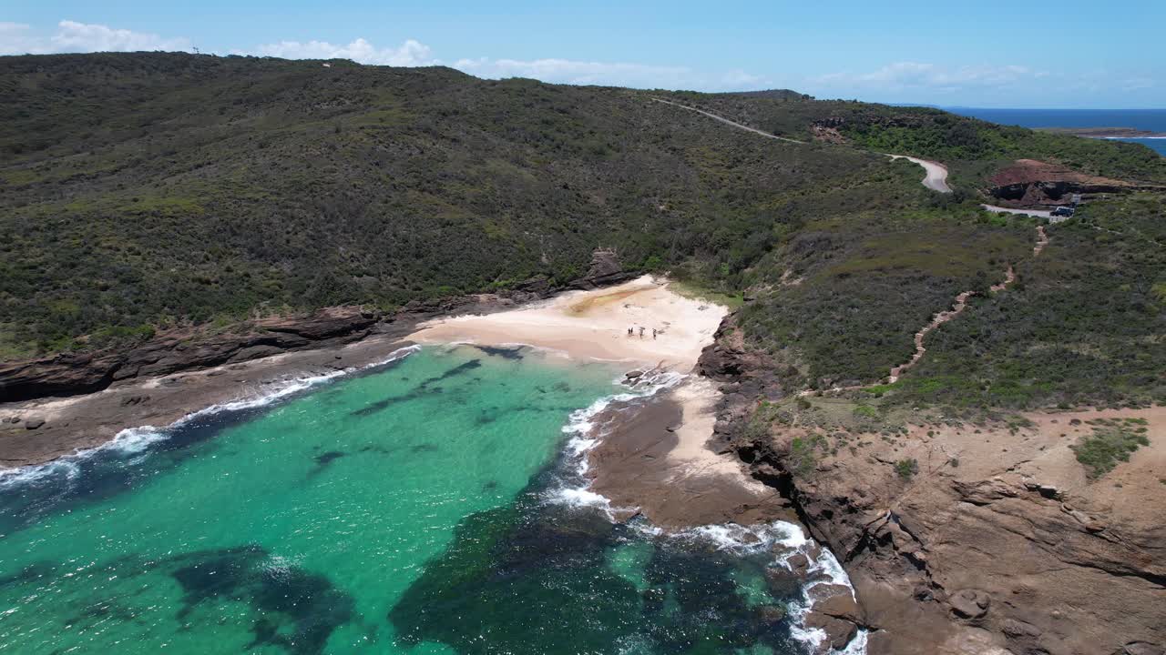 Scenic View Of Bongon Beach In Frazer Park, NSW, Australia - Drone Shot
