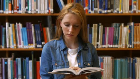 student studying in a library