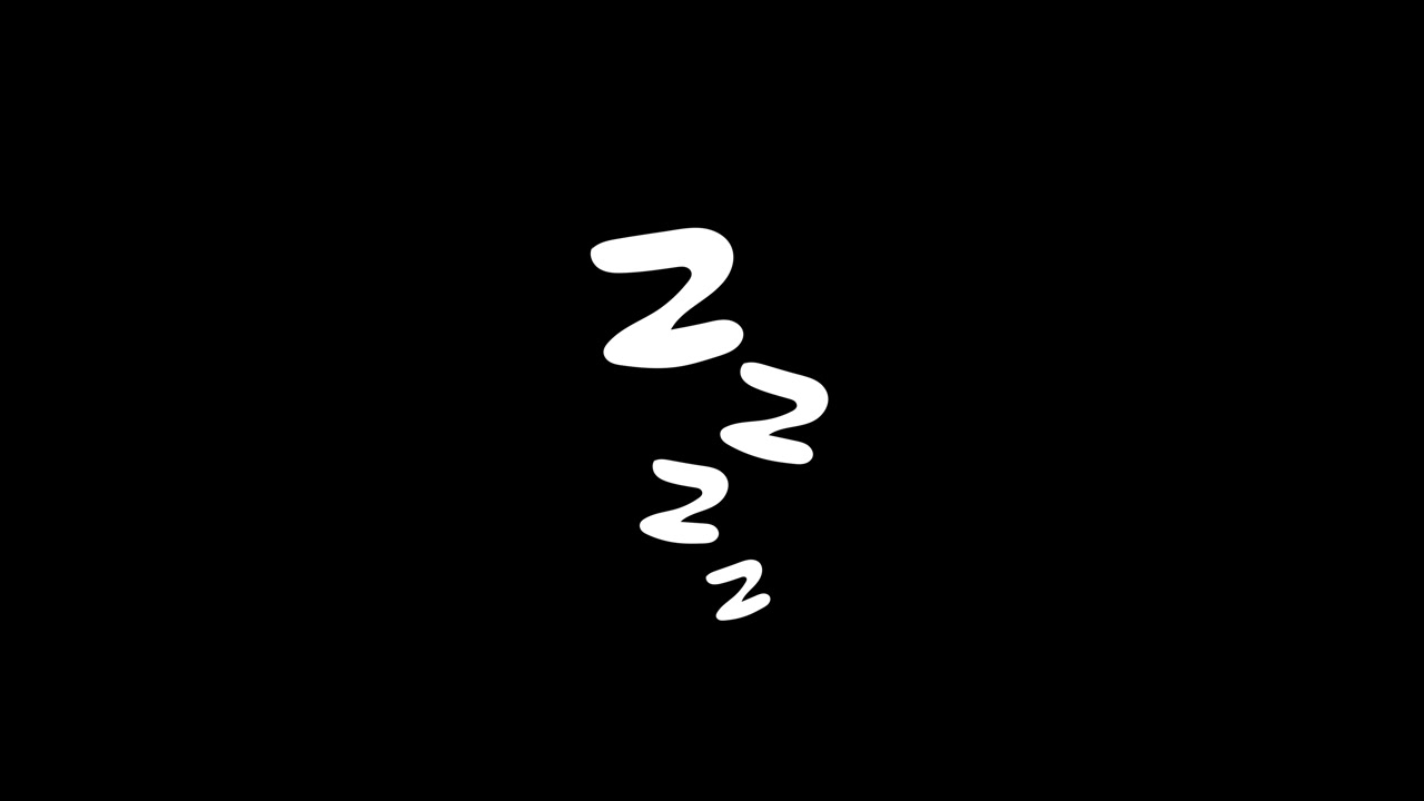 Simbolo ZZZ del sonno bianco animato su sfondo nero