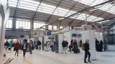 crowded train station interior