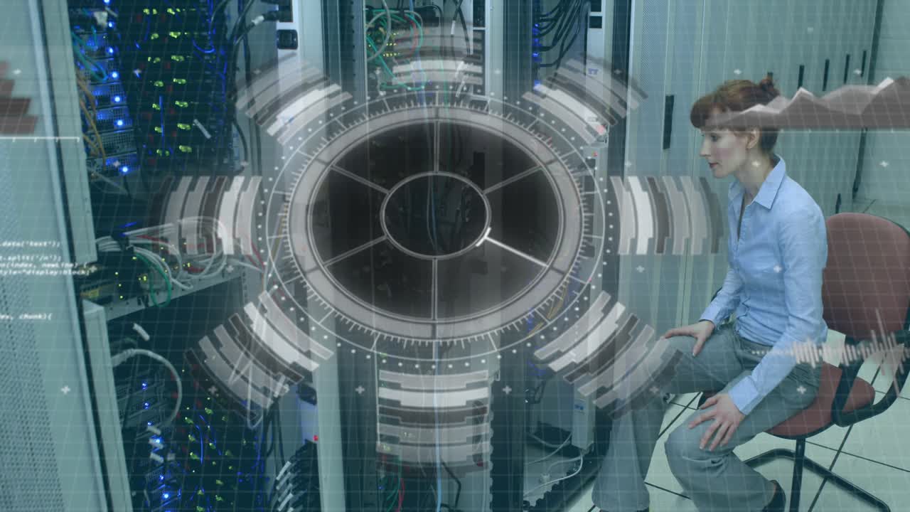 Animation of statistics and data processing on grey background