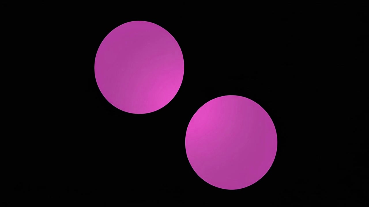Two Pink Circles Moving and Merging on a Black Background