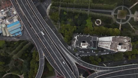 Traffic-on-Expressway-Highway-Roads-during-Shanghai-Lockdown,-Aerial