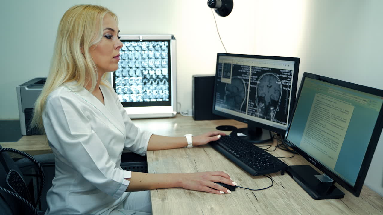Female Doctor Reviewing Medical Images
