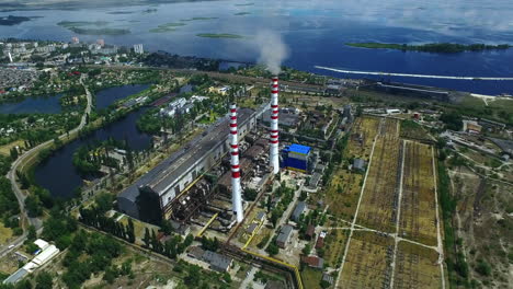 Petrochemical-factory-with-smokestacks.-Aerial-landscape-of-heavy-industry