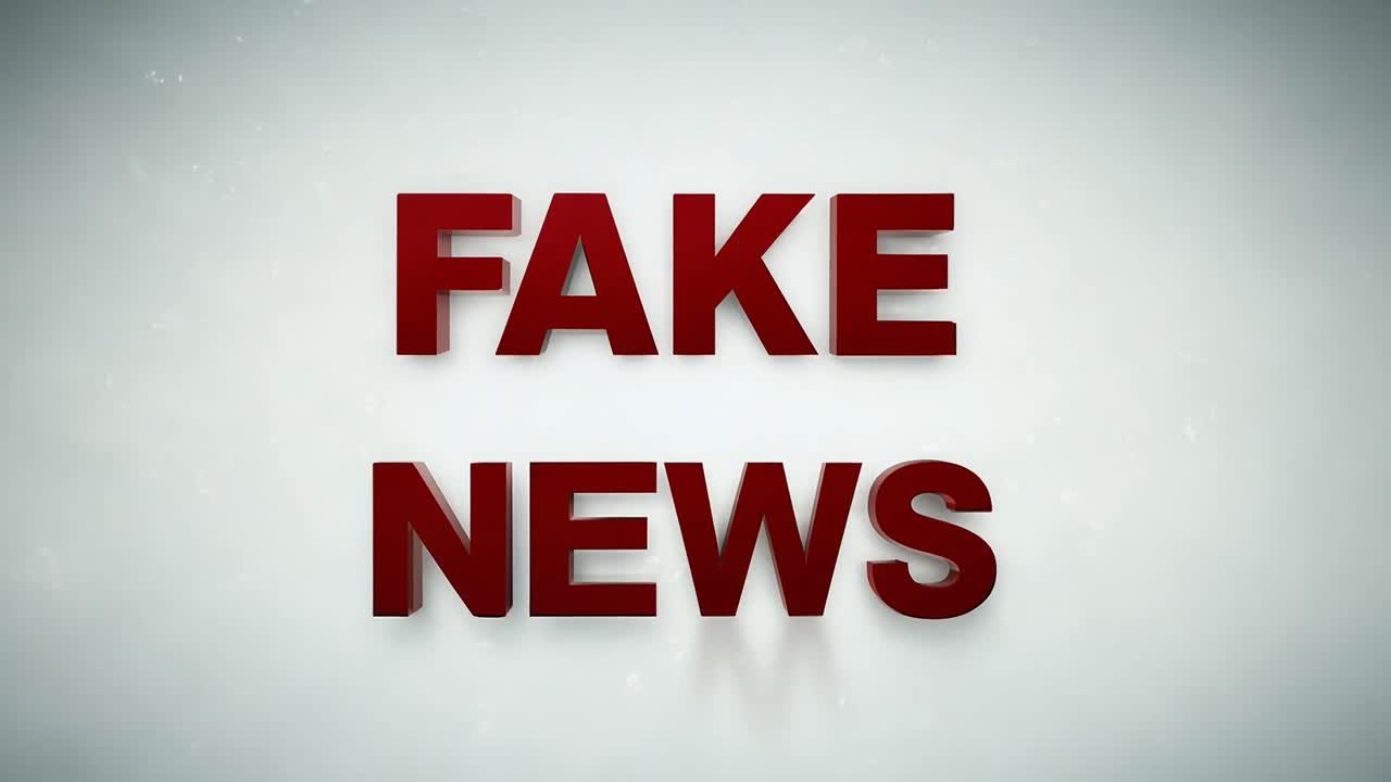 noticias falsas: letras rojas sobre fondo blanco