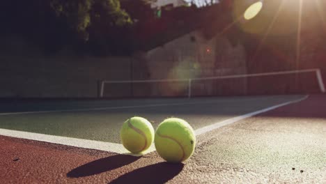 tennis balls on a court